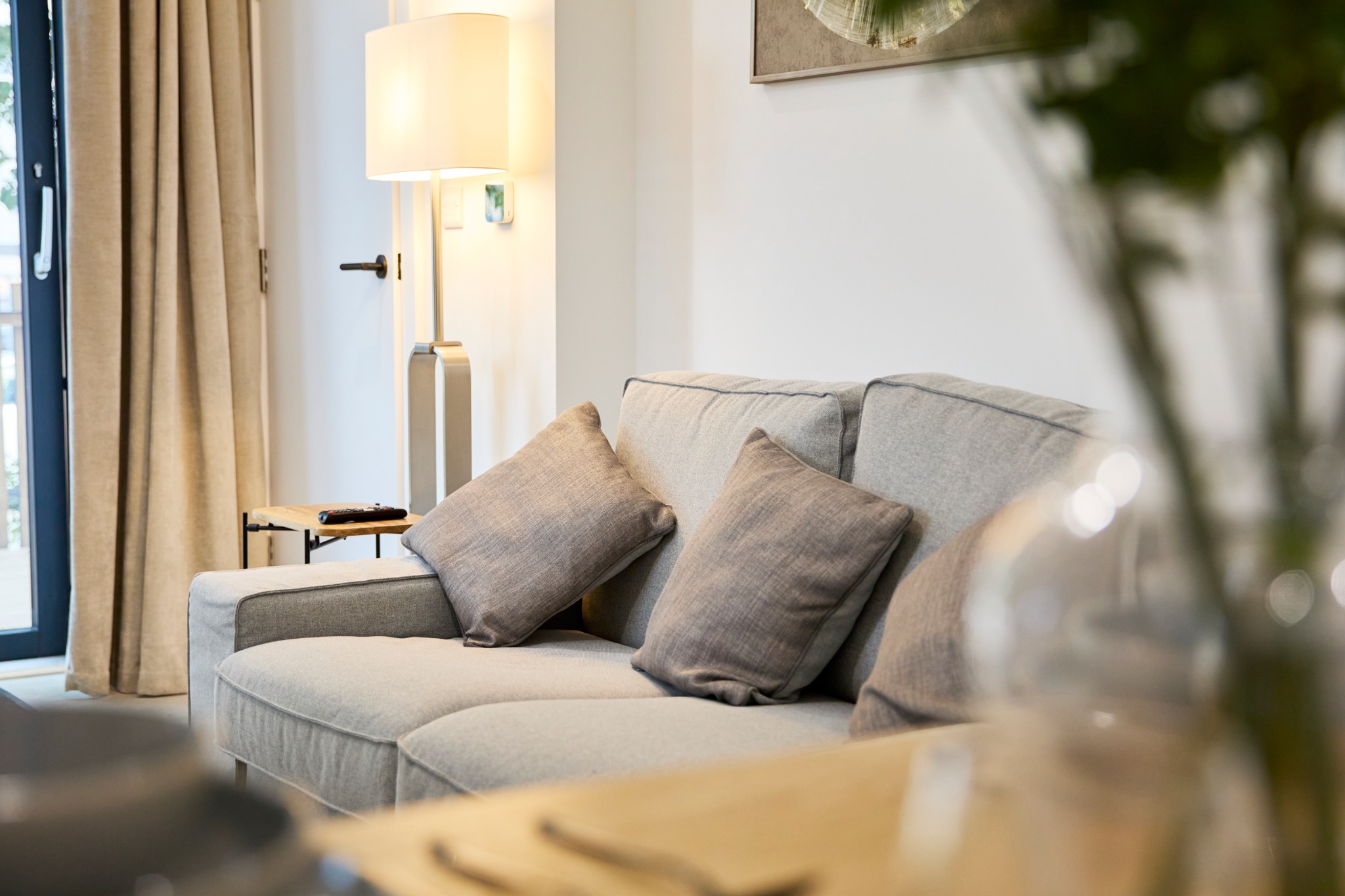 Living room — elegant sofa and lighting